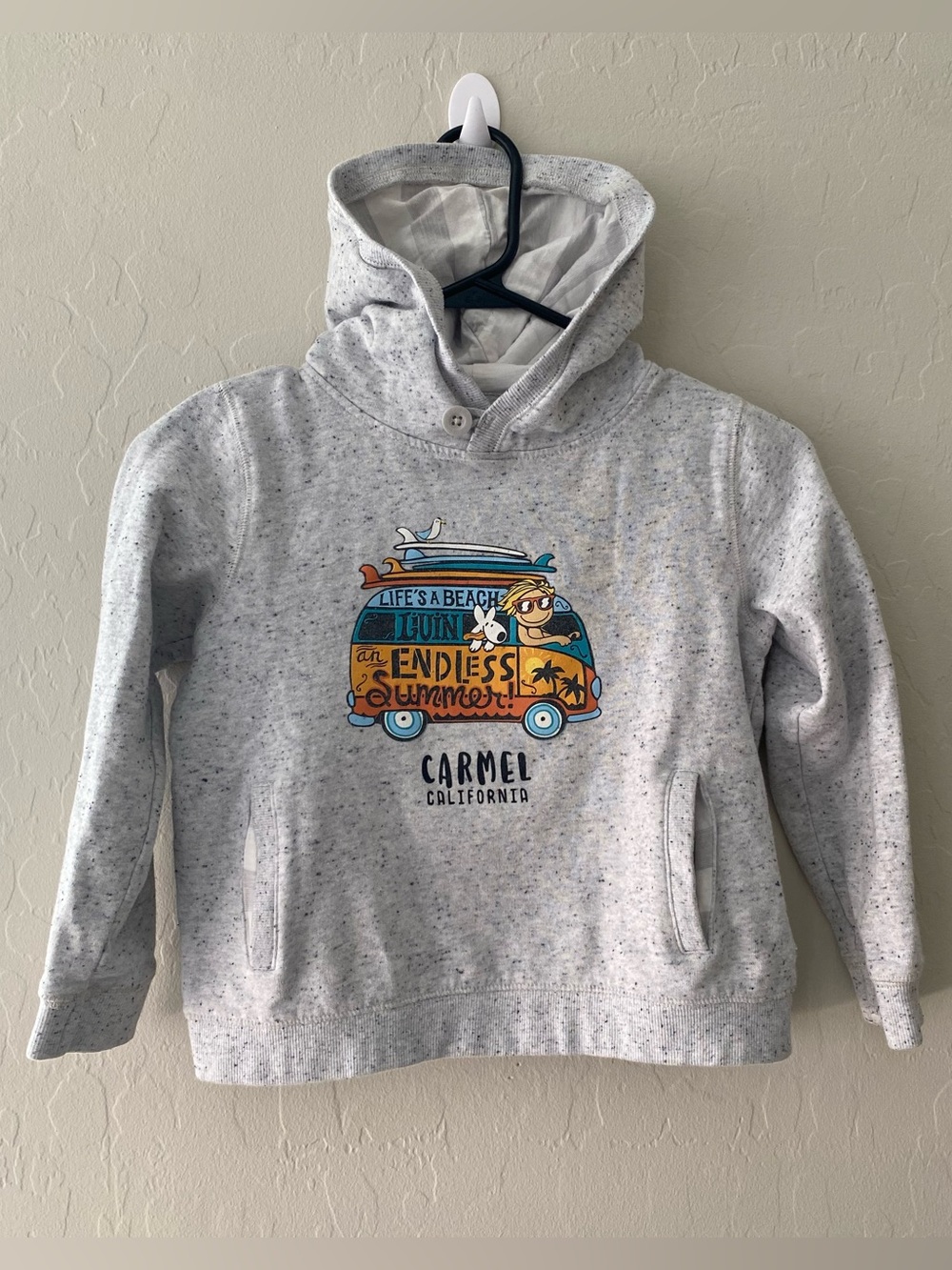 Earth Nymph Kids Endless Summer Hoodie Pullover Gray Size 8, (7-8)